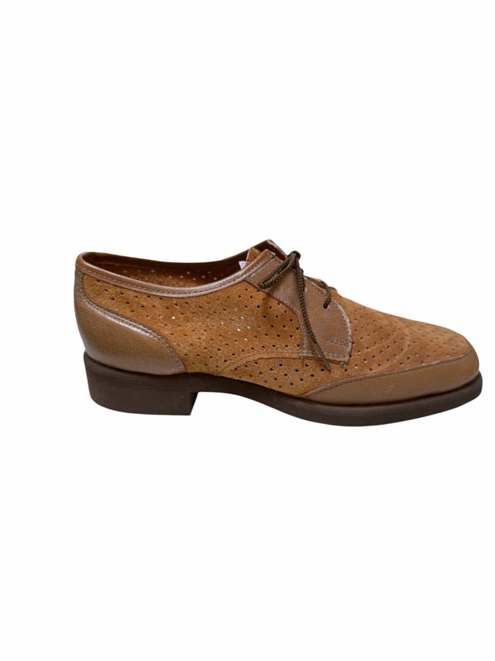Hush Puppies Vintage Leather Oxfords Men’s 7M Brown Perforated Lace Up Shoes - Picture 8 of 15